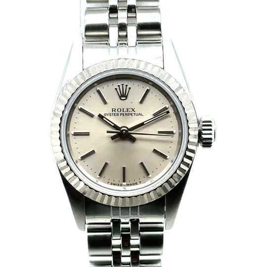 Pre-Owned Stainless Steel Silver Dial Oyster Perpetual Rolex (Ladies)