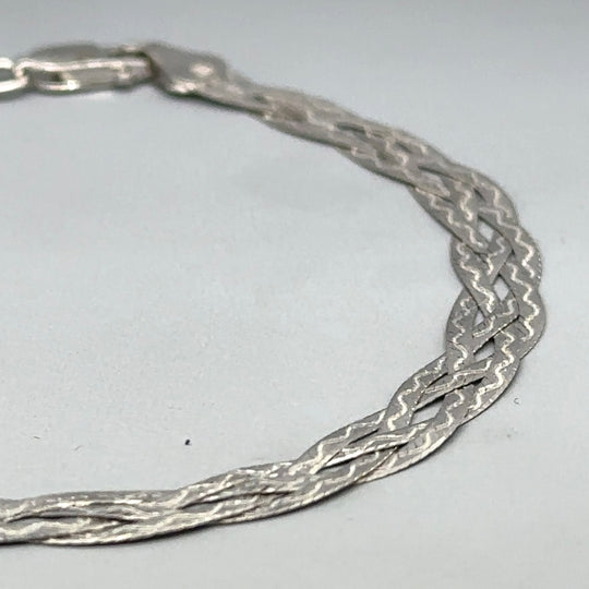 9ct White Gold Plaited Bracelet
