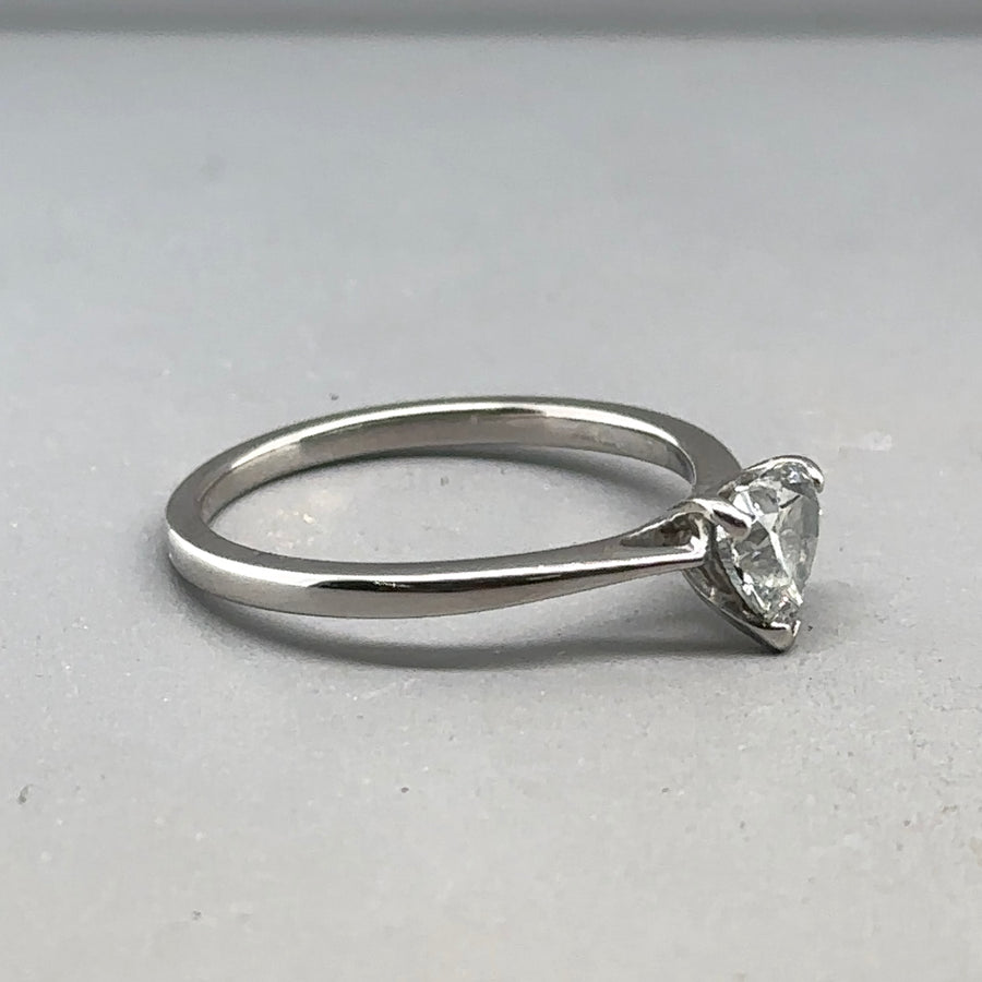 9ct White Gold Single Stone Diamond Ring (c. 0.33ct) - Size M