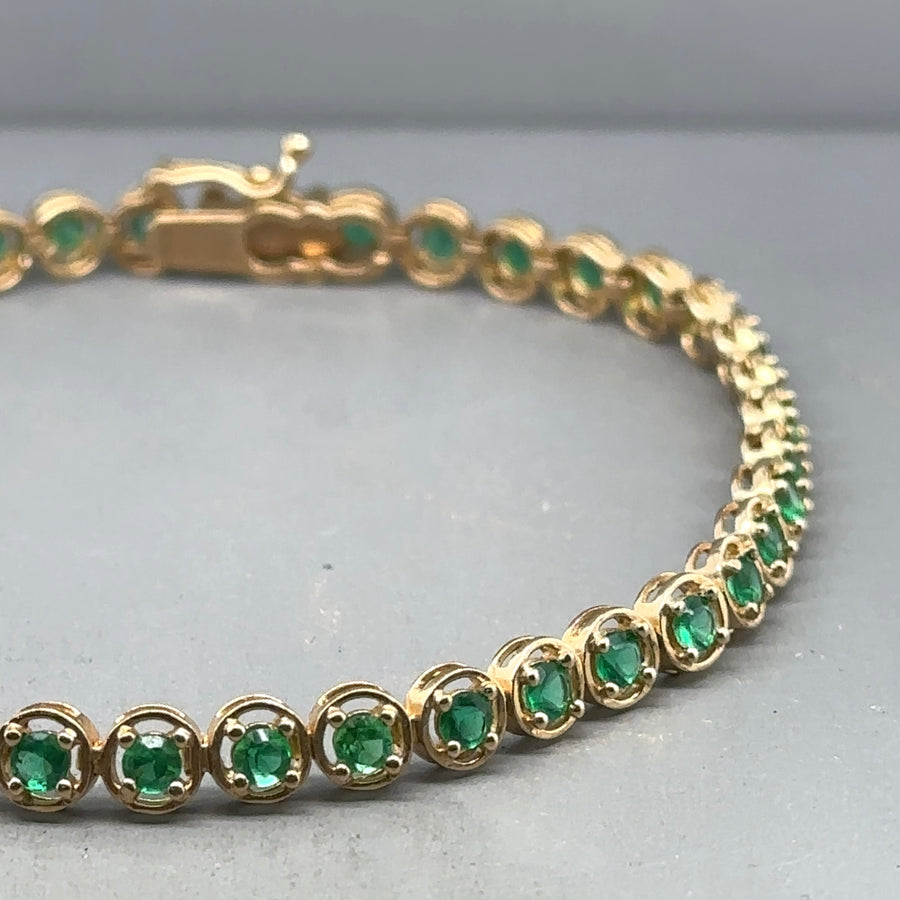 9ct Yellow Gold Chrysoprase Bracelet