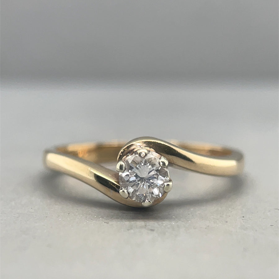 9ct Yellow Gold Single Stone Diamond Ring (c. 0.25ct) - Size M