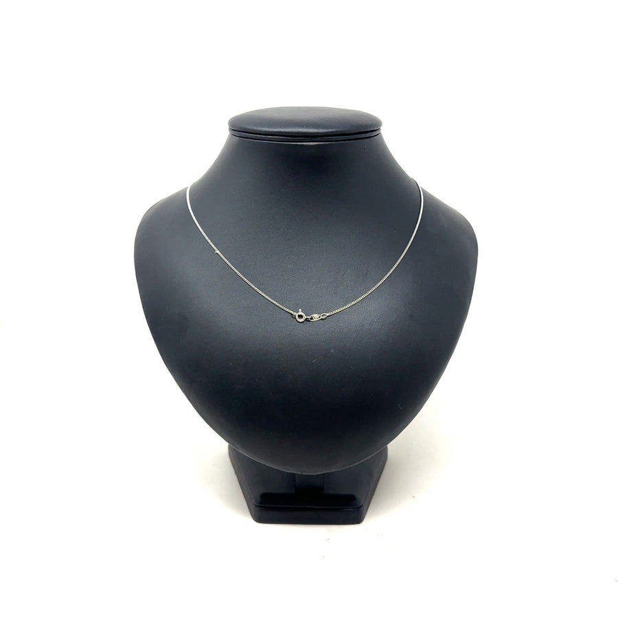 18ct White Gold Fine Curb Chain (18")