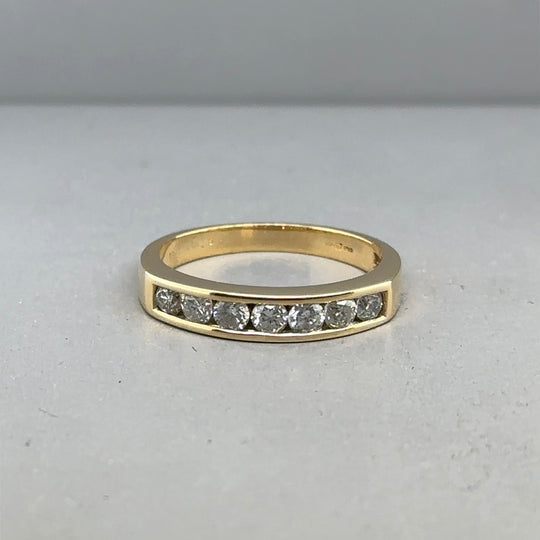 18ct Yellow Gold Diamond Half Eternity Ring (c. 0.50ct) - Size L 1/2