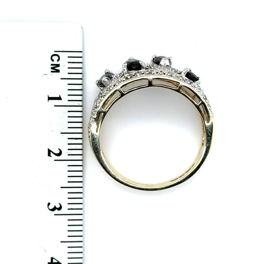 9ct Yellow Gold Sapphire and Diamond Ring - Size R