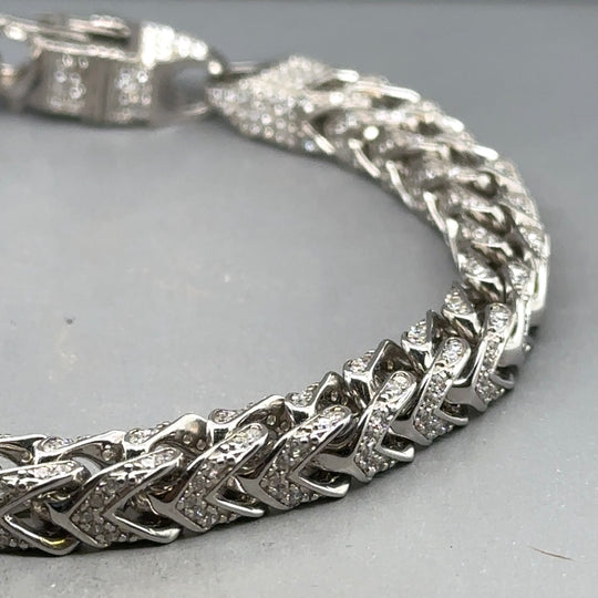 Sterling Silver Cubic Zirconia Box Bracelet