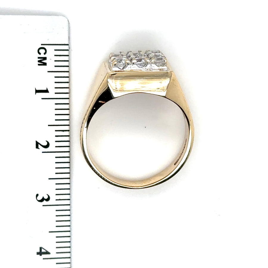 9ct Yellow Gold Cubic Zirconia Signet Ring - Size Q