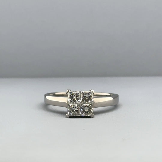 18ct White Gold Diamond Ring (c. 0.65 - 0.70ct) - Size M 1/2