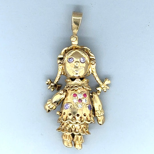 9ct Yellow Gold Cubic Zirconia Set Dolly Pendant