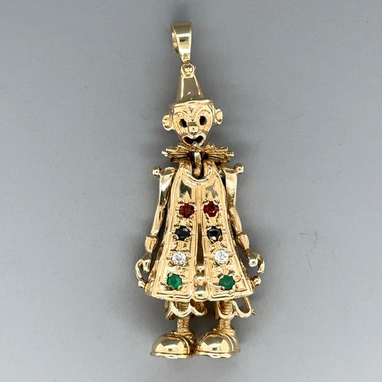9ct Yellow Gold Cubic Zirconia Clown Pendant