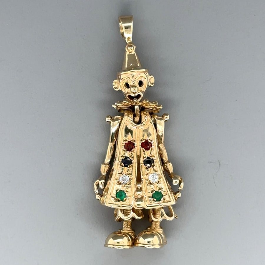 9ct Yellow Gold Cubic Zirconia Clown Pendant