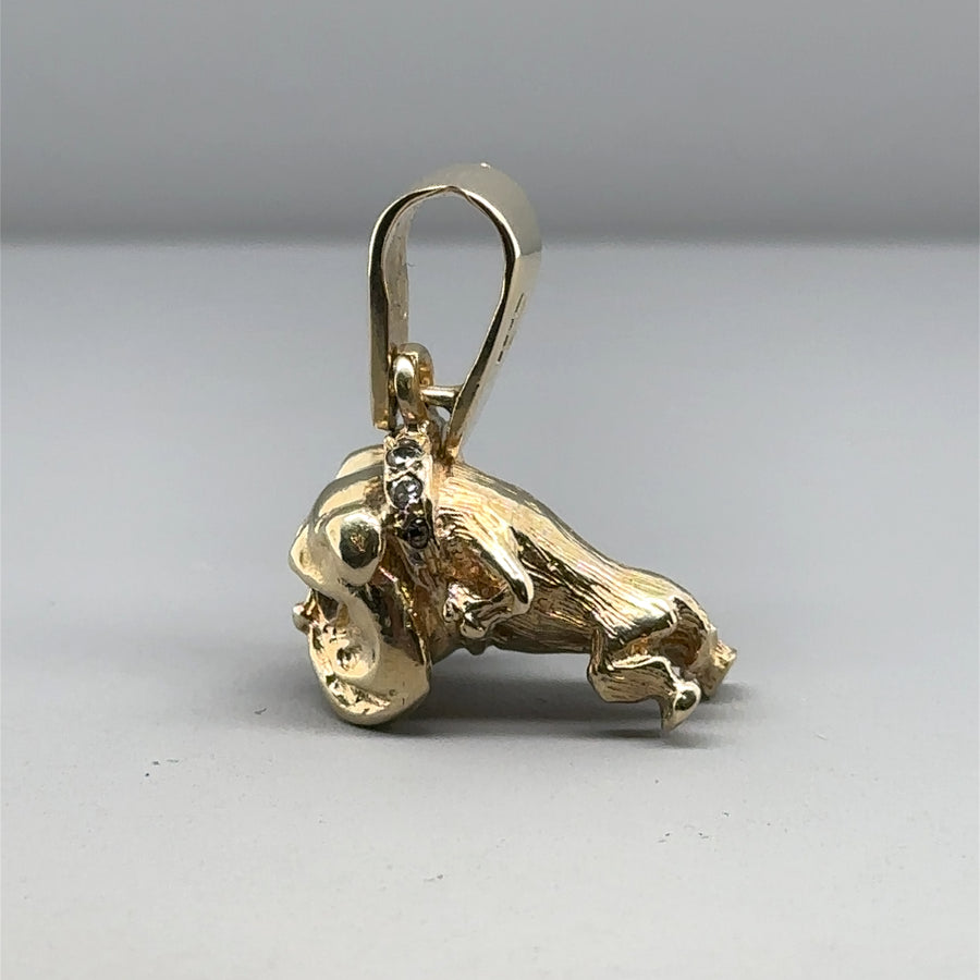 9ct Yellow Gold Bulldog Pendant