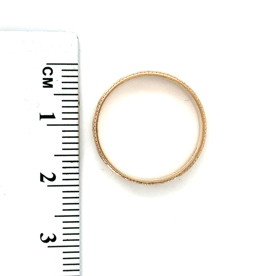 9ct Yellow Gold Patterned Band Ring - Size M