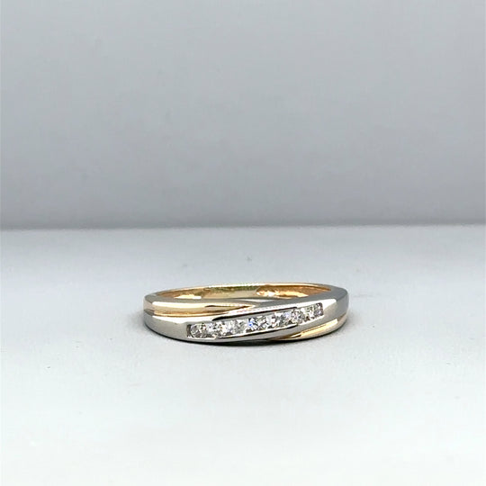 9ct Bi-Colour Diamond Ring - Size L