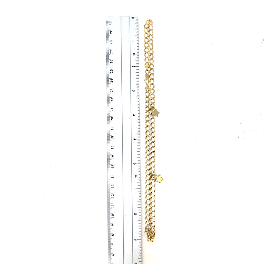 9ct Yellow Gold Curb Chain with Star Charms  (18”)