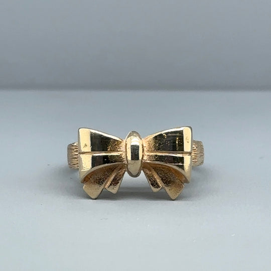 9ct Yellow Gold Bow Ring - Size H