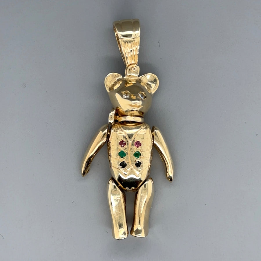 9ct Yellow Gold Cubic Zirconia Teddy Pendant