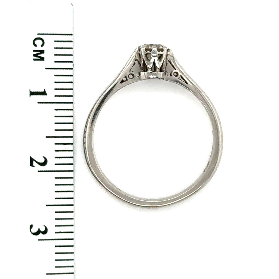 18ct White Gold Single Stone Diamond Ring (c. 0.35 - 0.40ct) - Size O