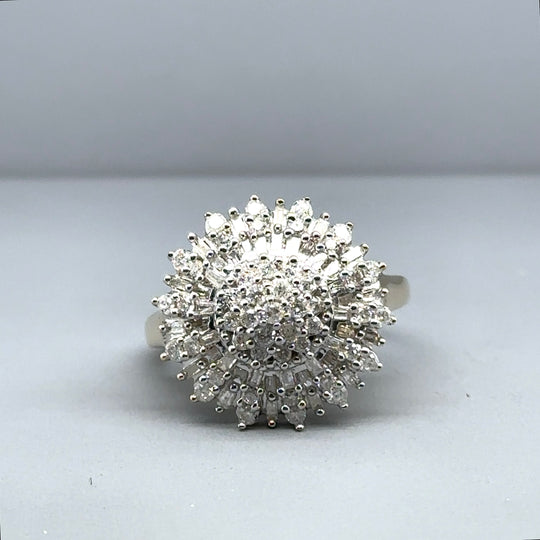 9ct Yellow Gold Diamond Cluster Ring (c. 0.65 - 0.70ct) - Size P