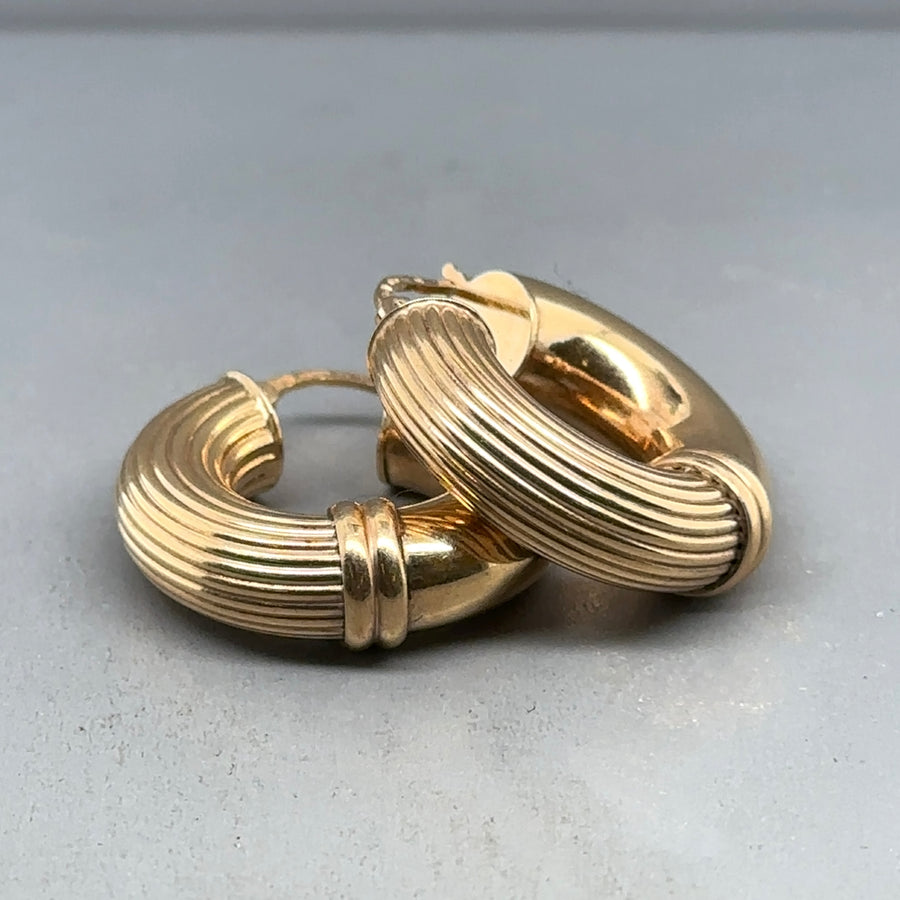 9ct Yellow Gold Fancy Hoop Earrings