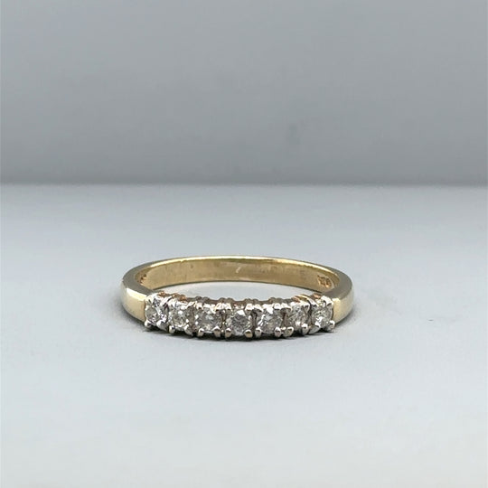 9ct Yellow Gold Seven Stone Diamond Ring (c. 0.30 - 0.35ct) - Size P