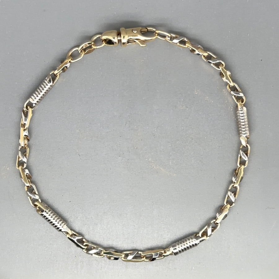 9ct Bi-Colour Fancy Link Bracelet