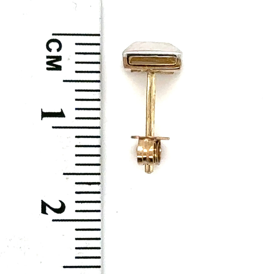 9ct Bi-Colour Diamond Set Square Stud Earrings