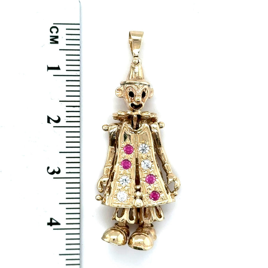 9ct Yellow Gold Cubic Zirconia Clown Pendant