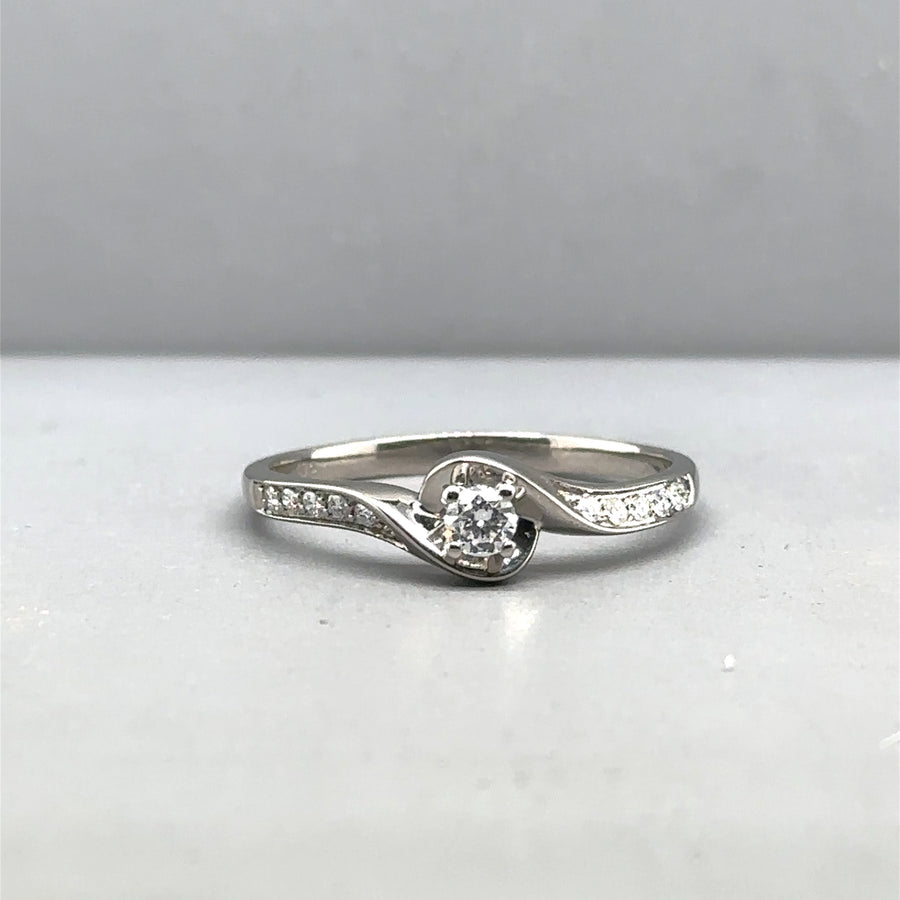 9ct White Gold Diamond Ring (c. 0.20ct) - Size Q