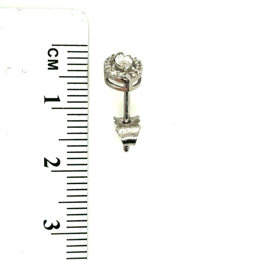 18ct White Gold Diamond Halo Stud Earrings (c. 0.40-0.45ct)