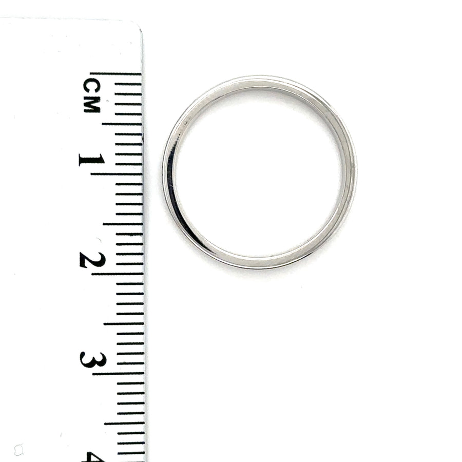 9ct White Gold Band Ring - Size L 1/2