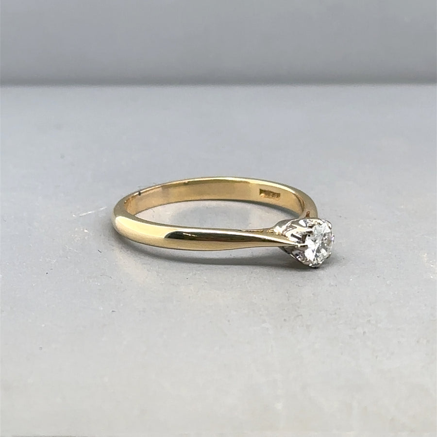 18ct Yellow Gold Single Stone Diamond Ring (c. 0.25 - 0.30ct) - Size Q