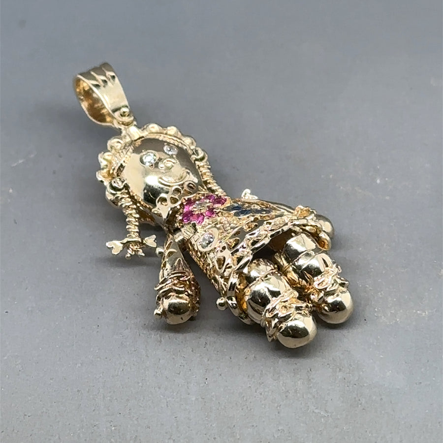 9ct Yellow Gold Cubic Zirconia Dolly Pendant