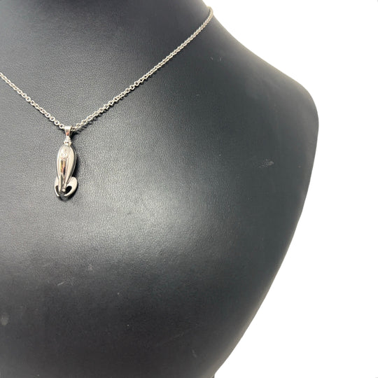 18ct White Gold Single Stone Moissanite Bobby White Rocket Necklace (23'')