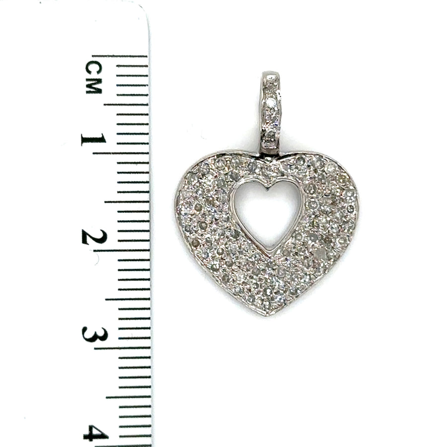 9ct White Gold Diamond Heart Pendant (c. 0.75 - 0.80ct)