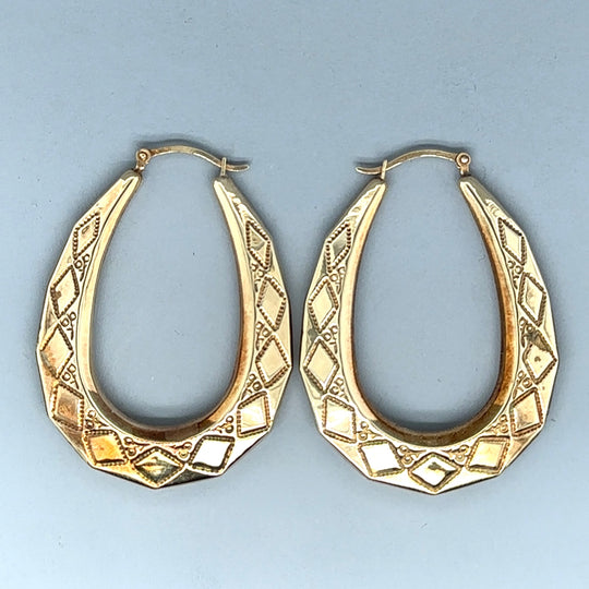 9ct Yellow Gold Large Hoop Earrings