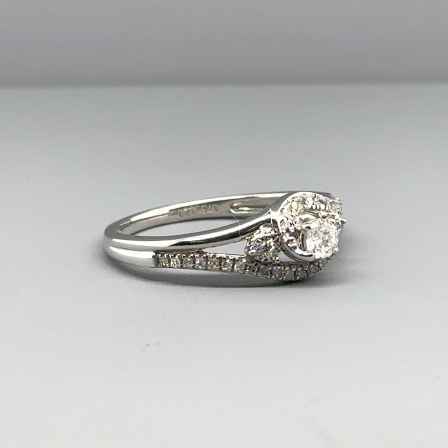 9ct White Gold Diamond Ring (c. 0.20ct) - Size L 1/2