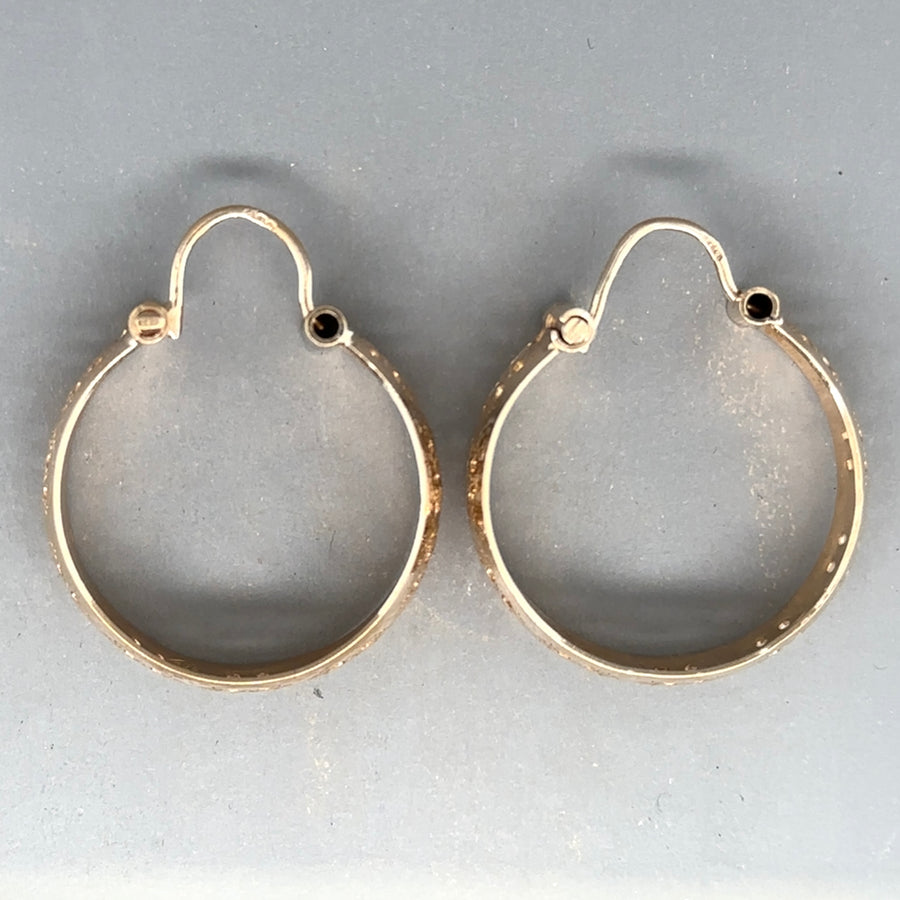 9ct Yellow Gold Cut Out Patterned Hoop Earrings