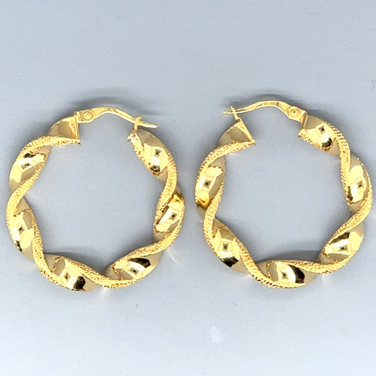 9ct Yellow Gold Twist Hoop Earrings