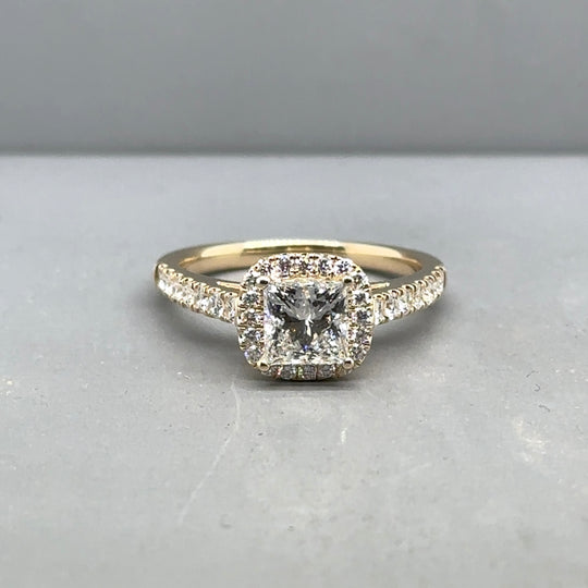 9ct Yellow Gold Lab Grown Diamond Halo Ring (c. 1.52ct) - Size O - NEW!