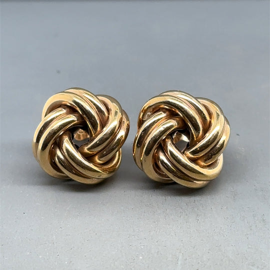 9ct Yellow Gold Large Knot Stud Earrings
