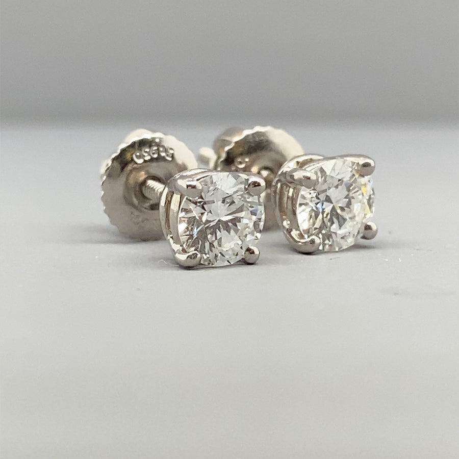 Platinum Tiffany & Co Single Stone Diamond Stud Earrings (c. 0.38ct)