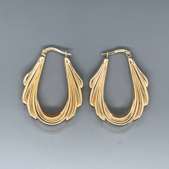 9ct Yellow Gold Fancy Hoop Earrings