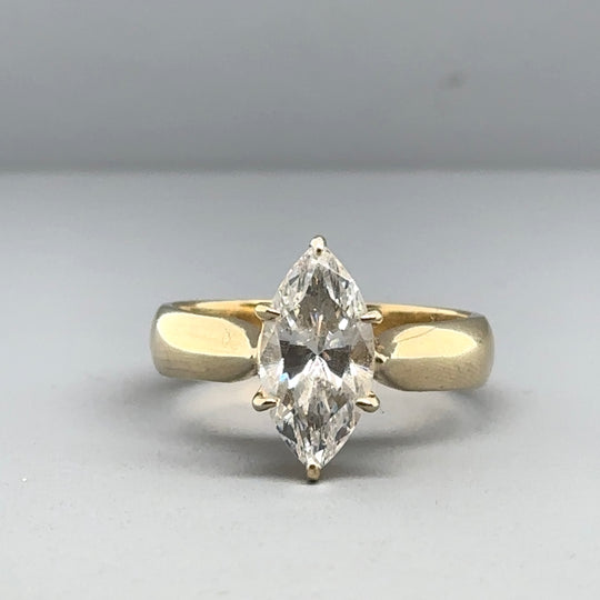 9ct Yellow Gold Single Stone Cubic Zirconia Fancy Ring - Size O