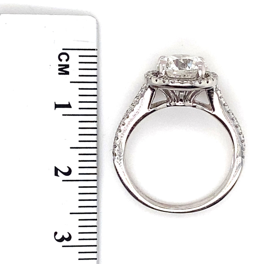 18ct White Gold Diamond Halo Ring - Size K