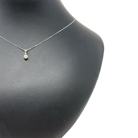 9ct White Gold Diamond Pendant with Fine Chain (C. 0.10 - 0.15ct) (19”)