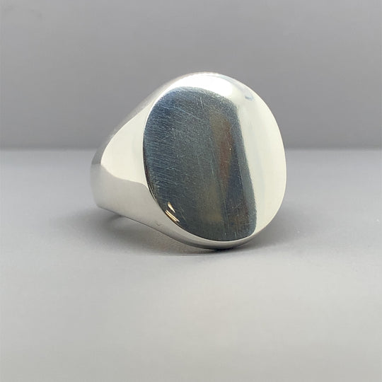 Sterling Silver Round Signet Ring - Size J 1/2