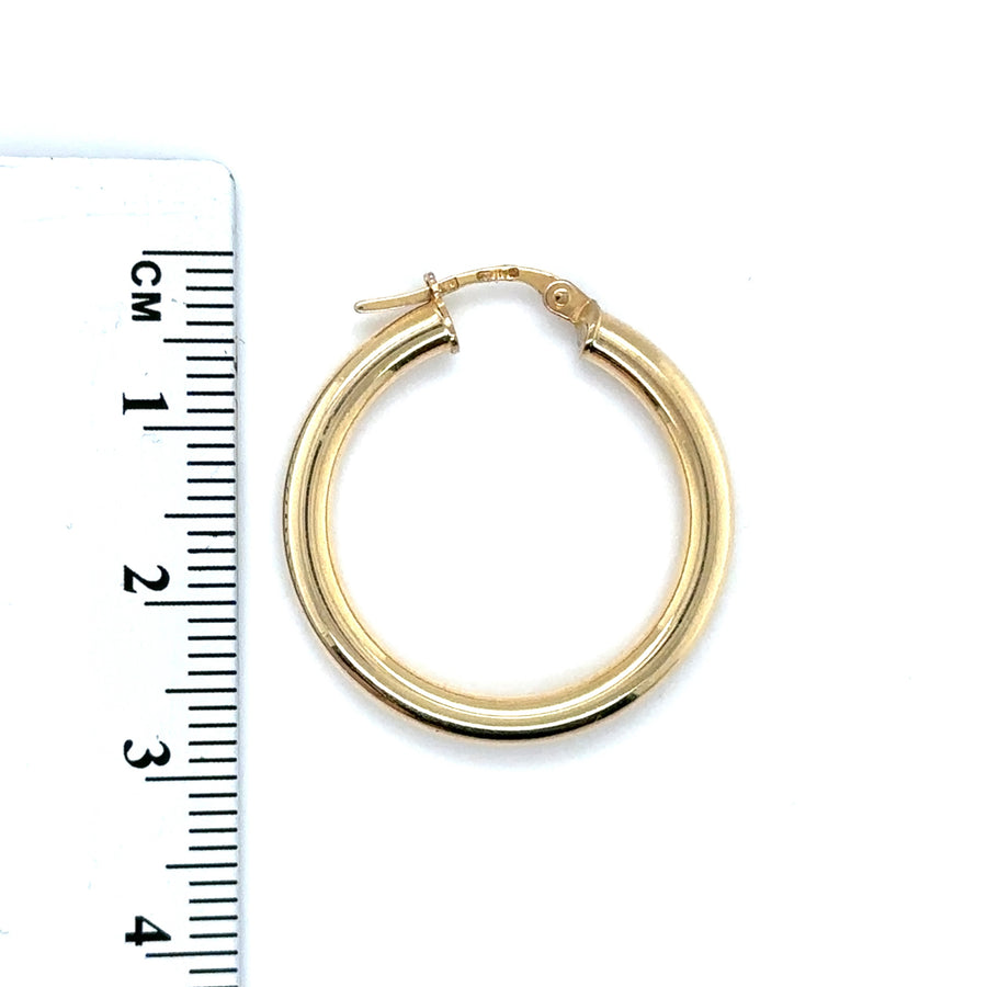 9ct Yellow Gold Plain Hoop Earrings