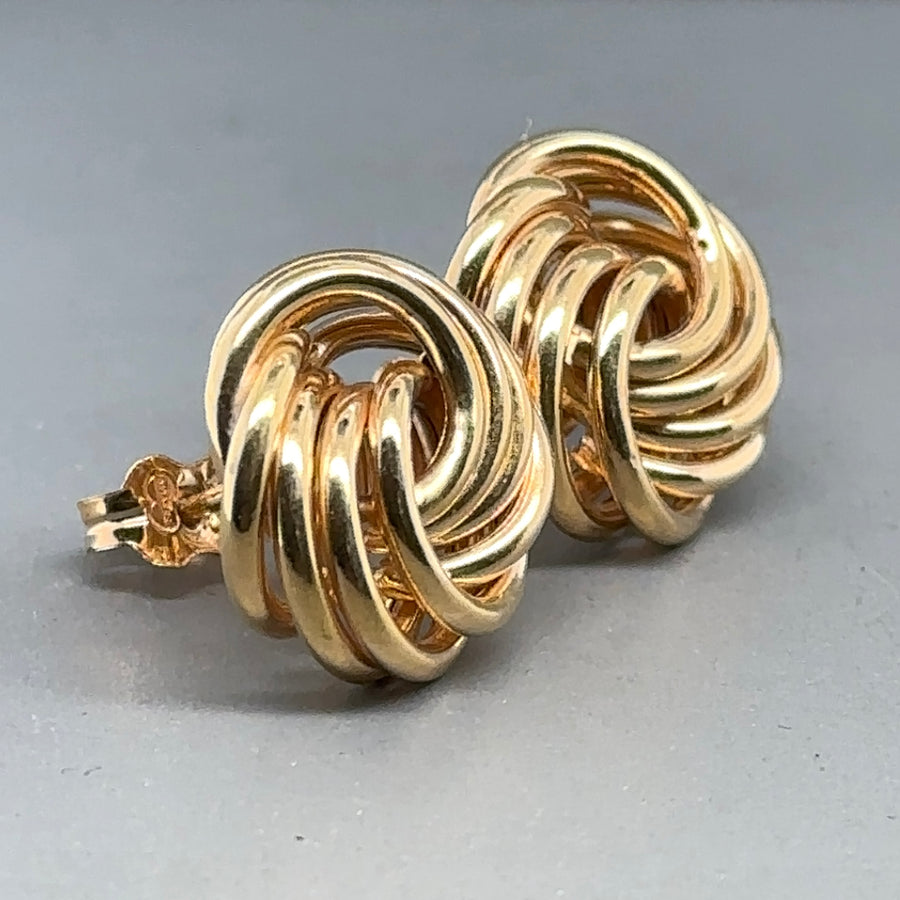 9ct Yellow Gold Large Knot Stud Earrings