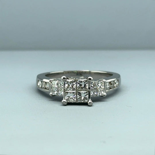 14ct White Gold Diamond Ring (c. 1.00ct) - Size N