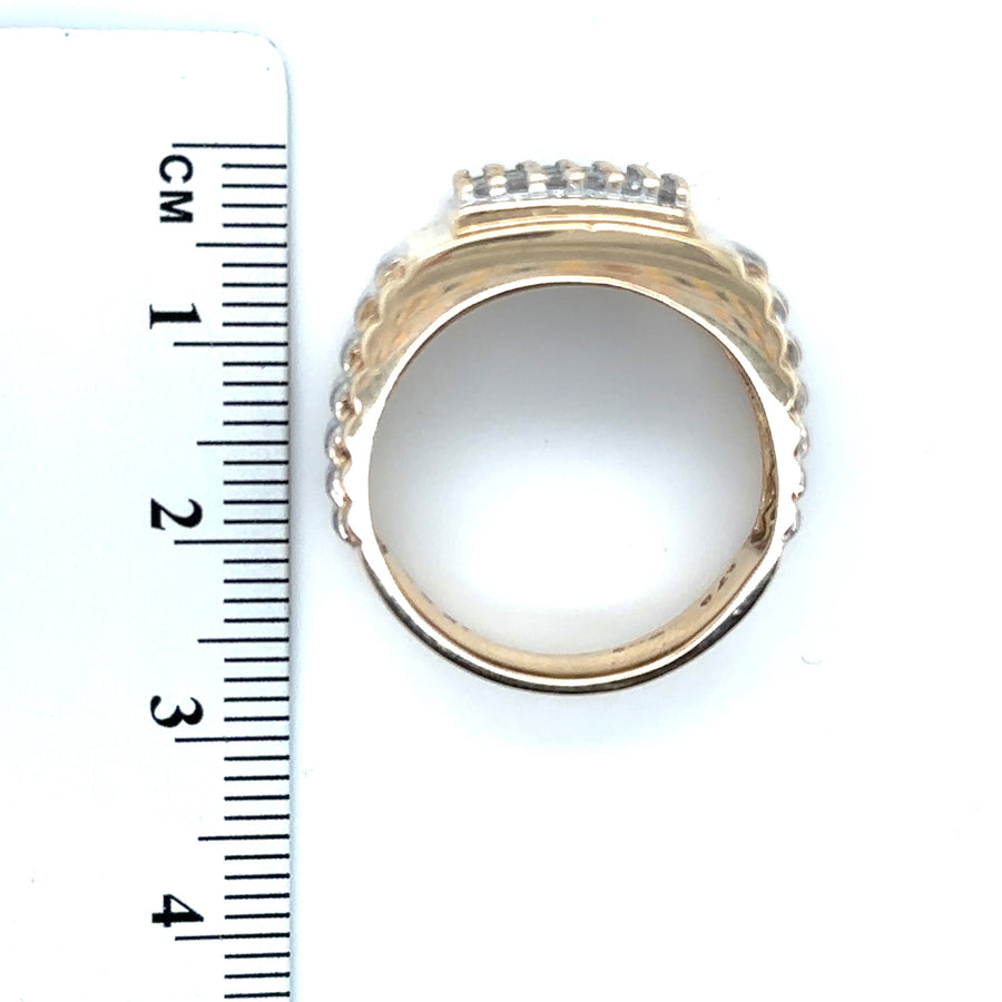 9ct Bi-Colour Diamond Signet Ring (c. 0.50ct) - Size S